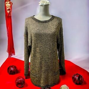 Karen Scott Gold foil sweater size M
